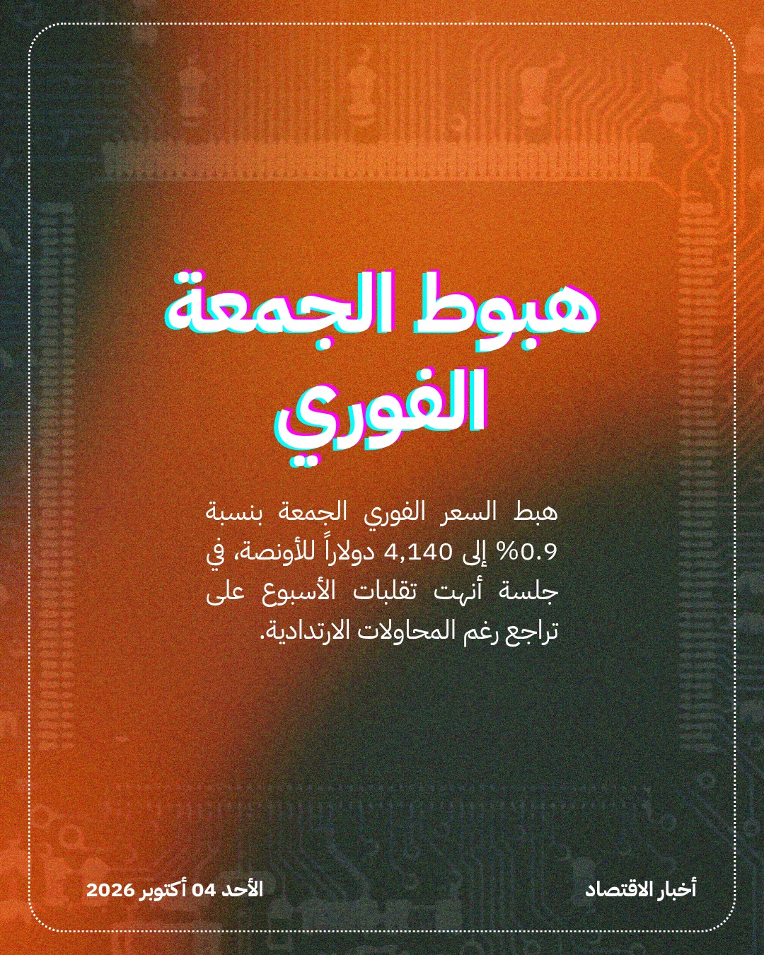 الذهب يخسر 3.4% أسبوعياً رغم تماسكه فوق 4 آلاف دولار — الشريحة 3