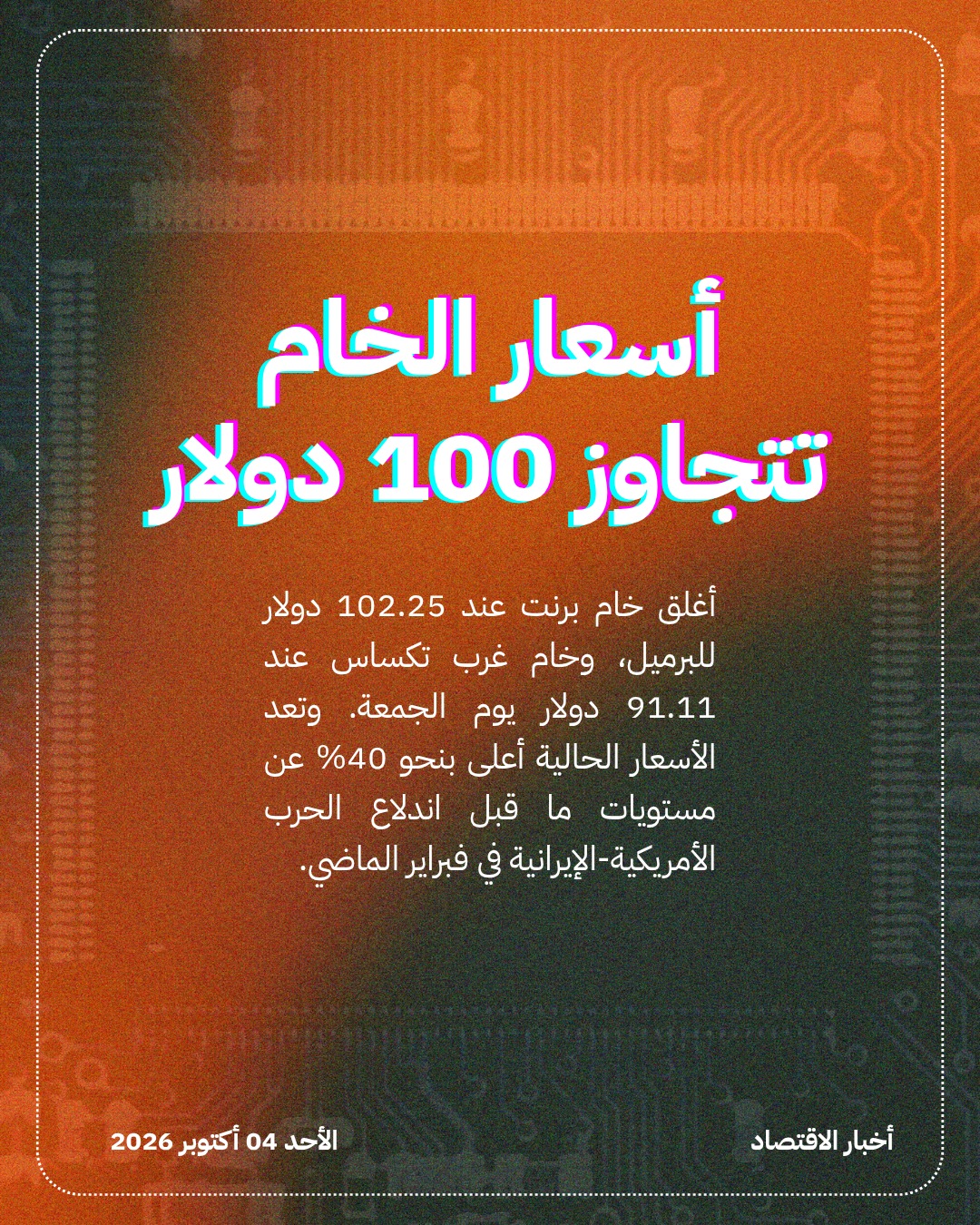 النفط عند 100 دولار.. الحرب تهيمن على الأسواق — الشريحة 2